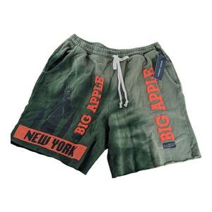 Spirit Jersey Women's M Olive Drab Orange New York‎ All Over Print Sweat Shorts